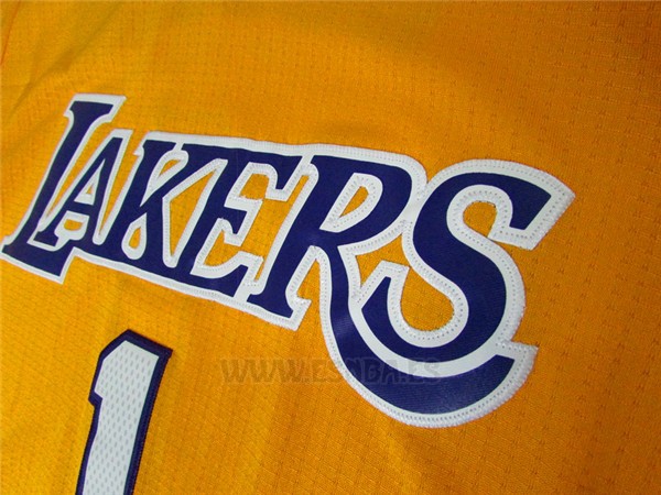 Camiseta Manga Corta Los Angeles Lakers D'Angelo Russell #1 Amarillo